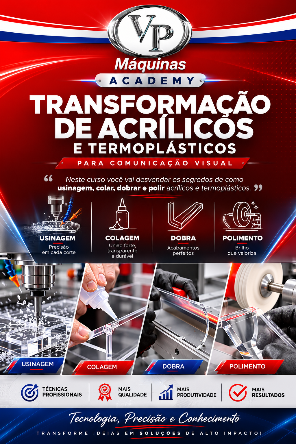 Formação VP Máquinas Academy — Transformação de acrílicos e termoplásticos para comunicação visual